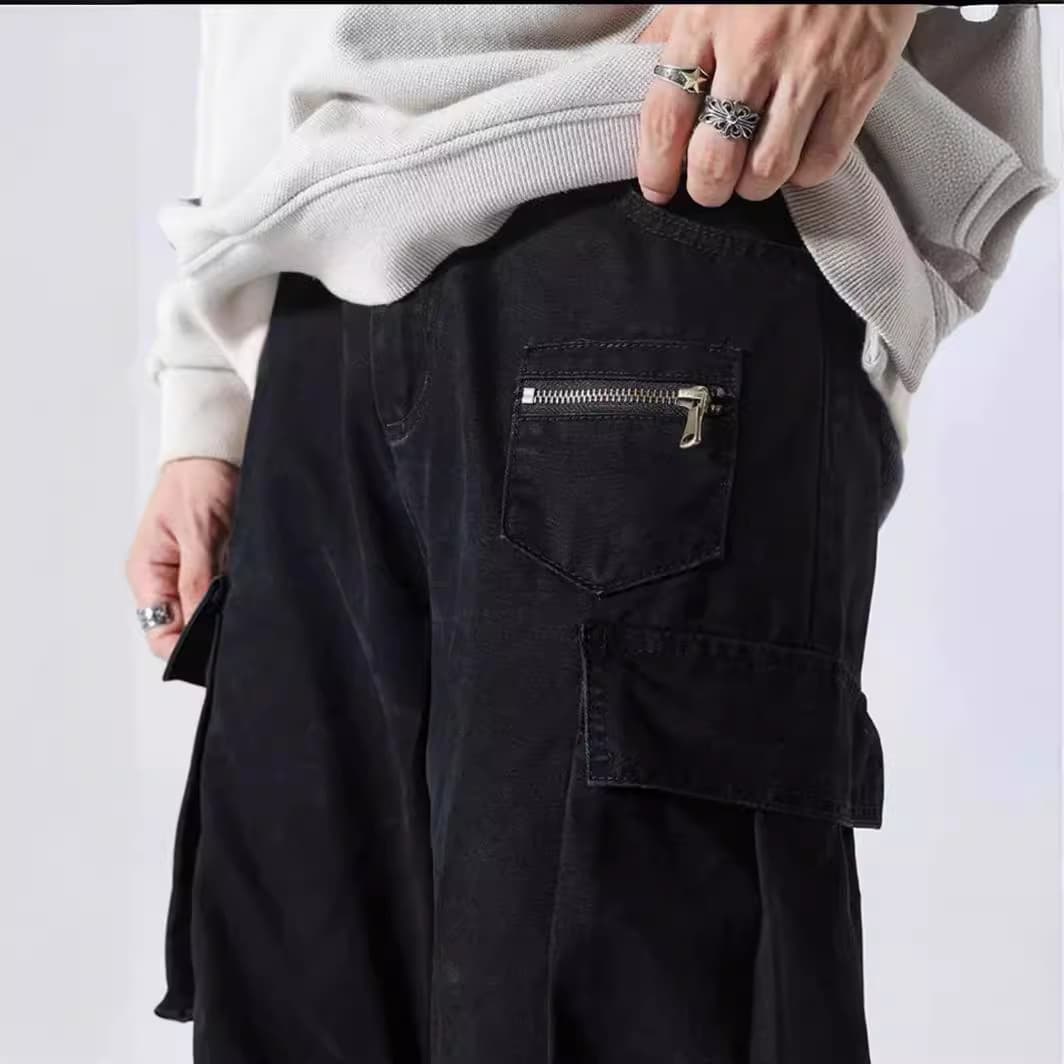 ワークパンツ ゆったりシルエットミリタリーカーゴパンツ