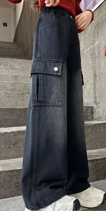 ワークパンツ ゆったりカーゴワークデニム