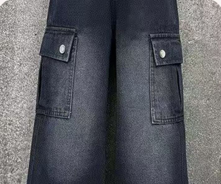ワークパンツ ゆったりカーゴワークデニム