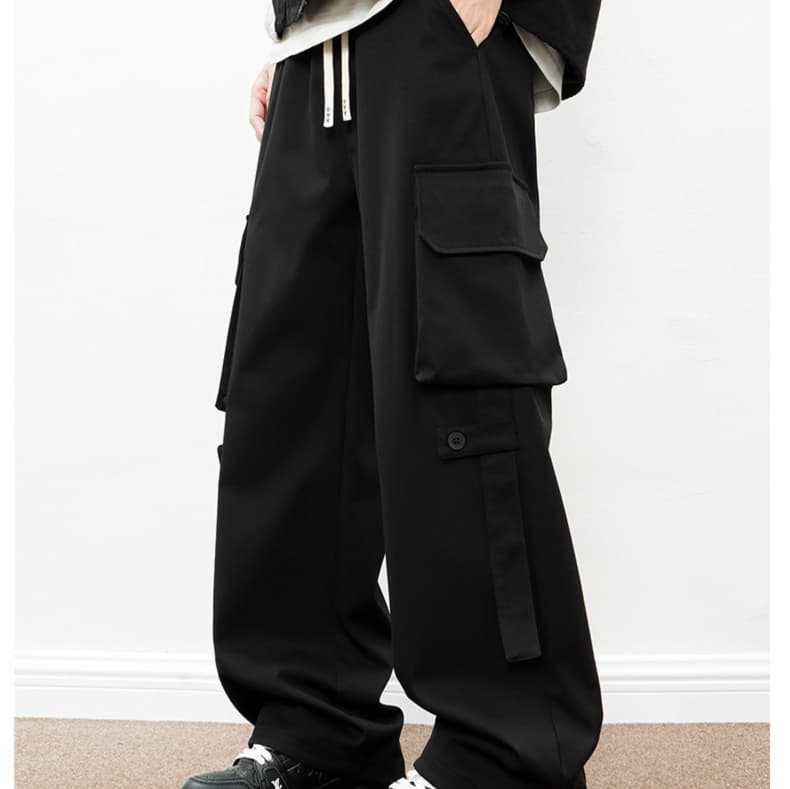 ワークパンツ ゆったりカーゴミリタリーワイドパンツ