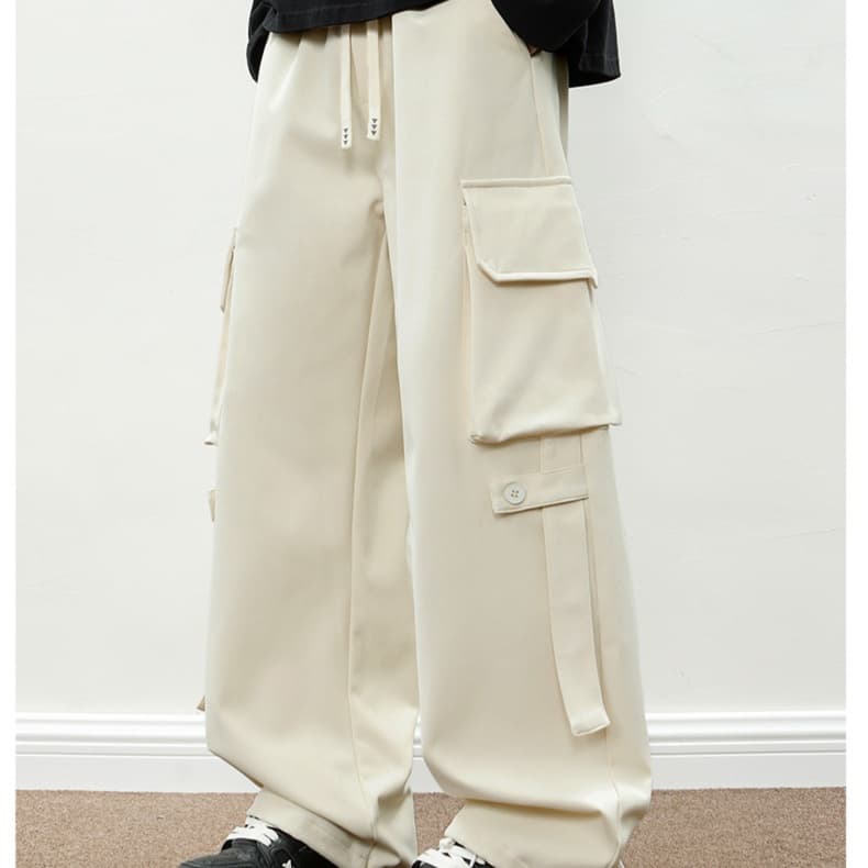 ワークパンツ ゆったりカーゴミリタリーワイドパンツ