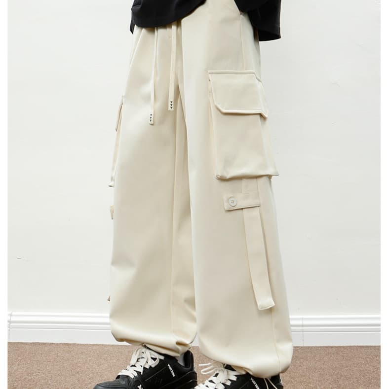 ワークパンツ ゆったりカーゴミリタリーワイドパンツ