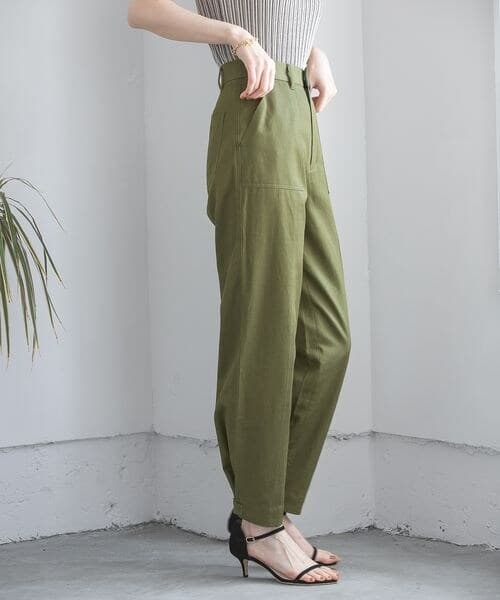 ワークパンツ しなやか素材 ゆったりテーパードパンツ