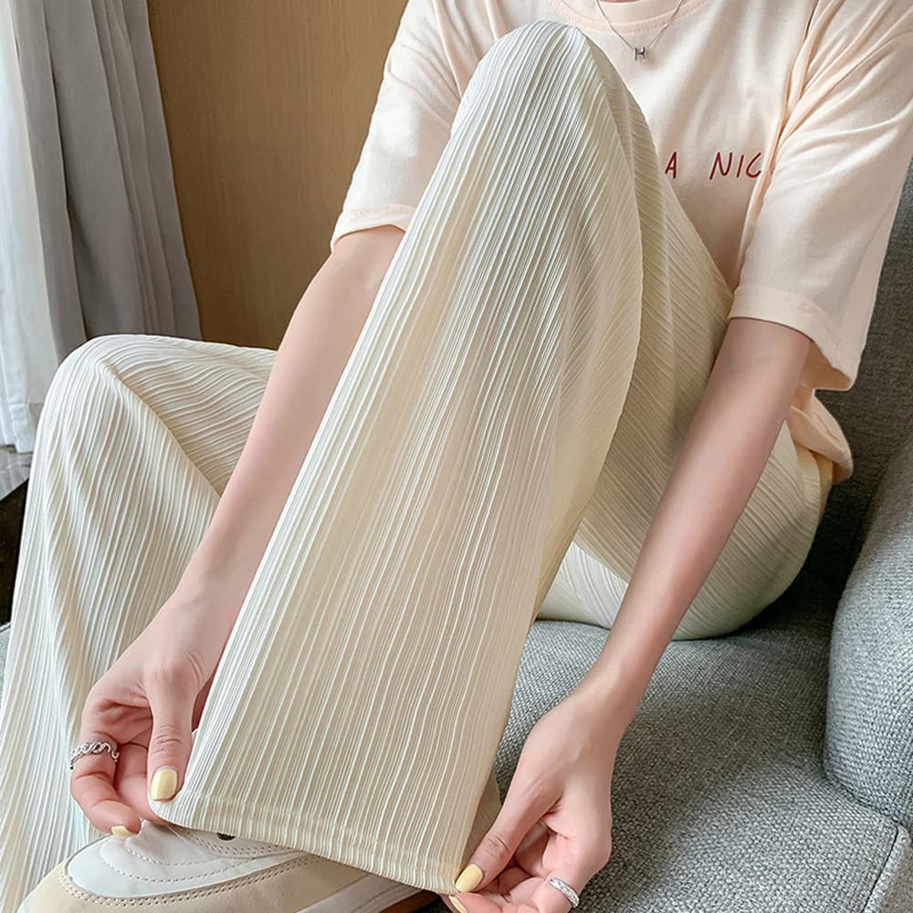 ワークパンツ 美脚効果 プリーツチノパン セミワイド