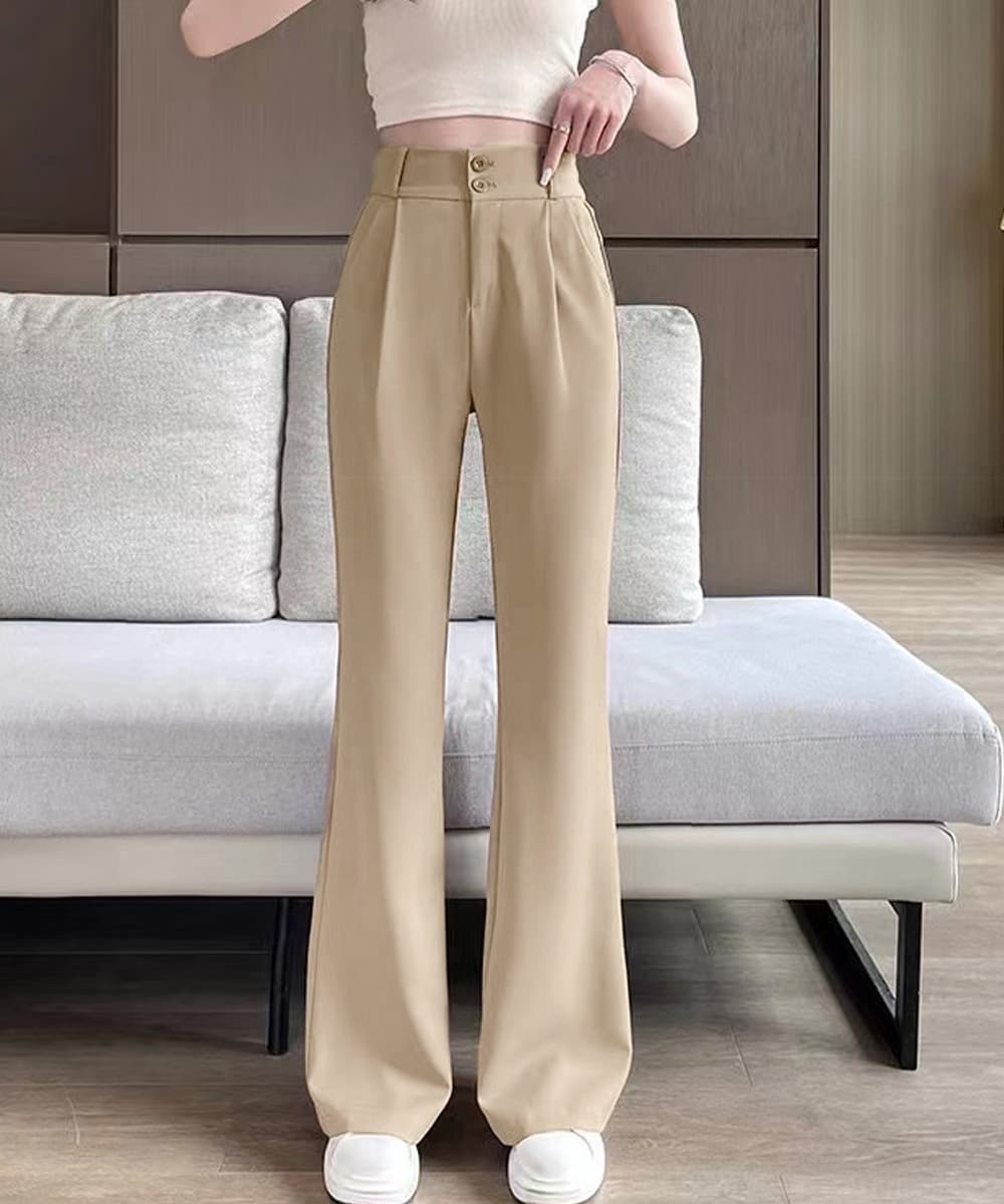 ワークパンツ ハイウエスト美脚フレアスラックス