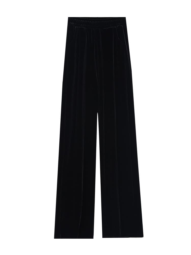 ワークパンツ ベロア素材ワイドストレートパンツ