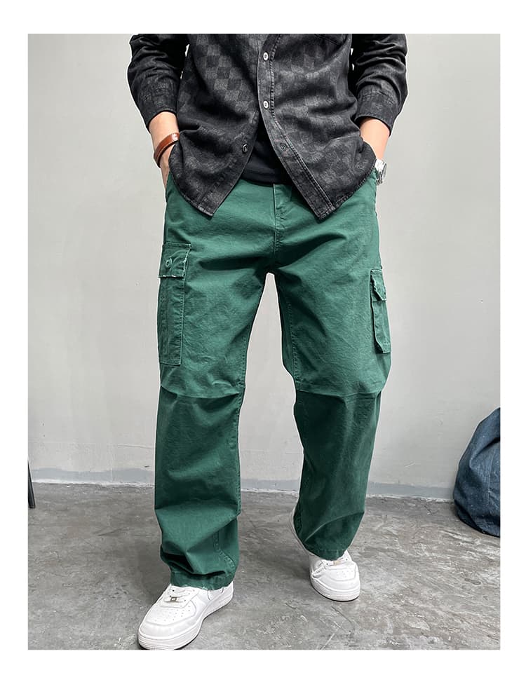 ワークパンツ 大容量ポケット付きワイドシルエットパンツ