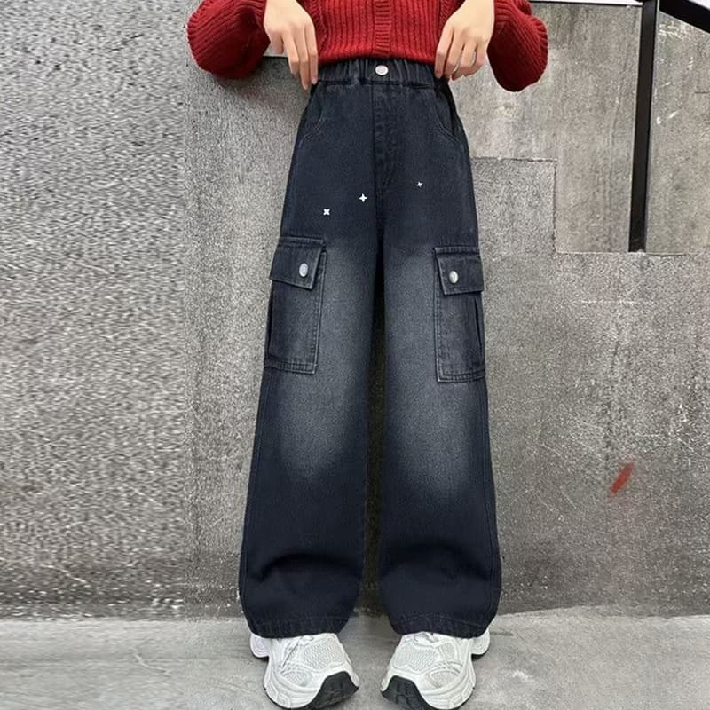 ワークパンツ ゆったりカーゴワークデニム