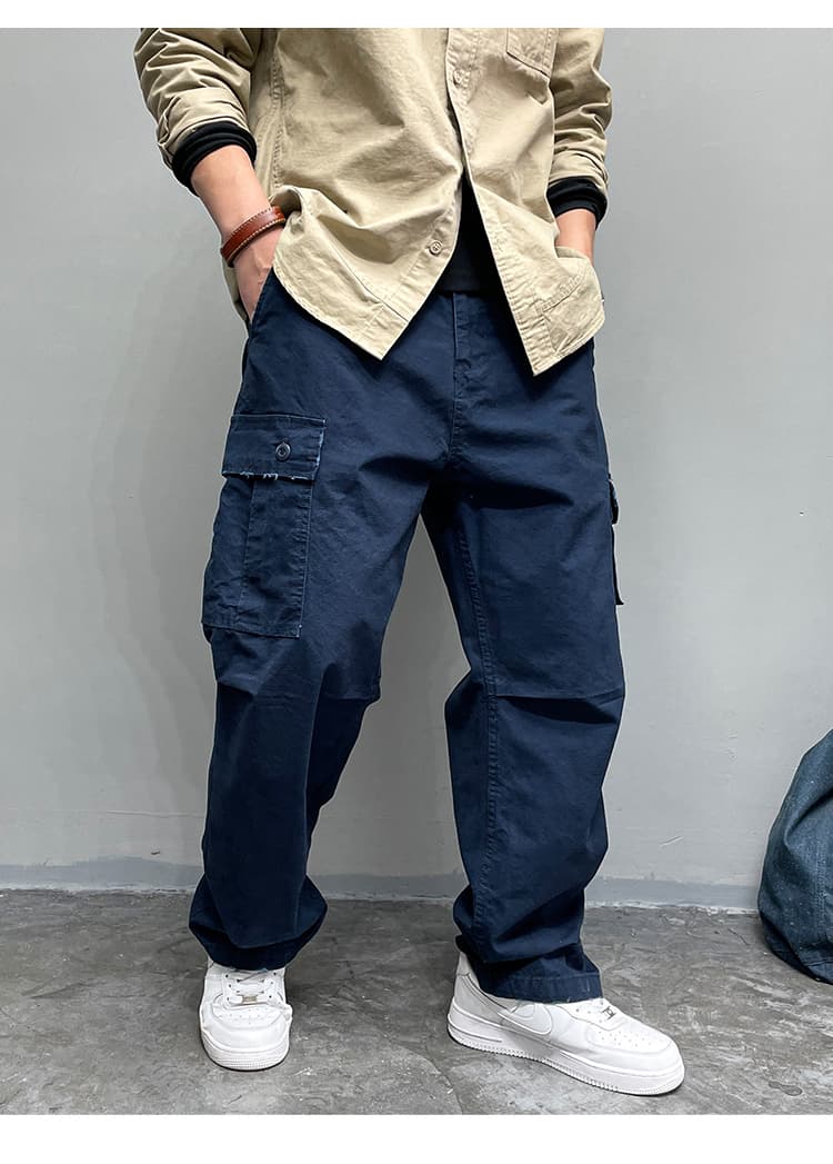 ワークパンツ 大容量ポケット付きワイドシルエットパンツ