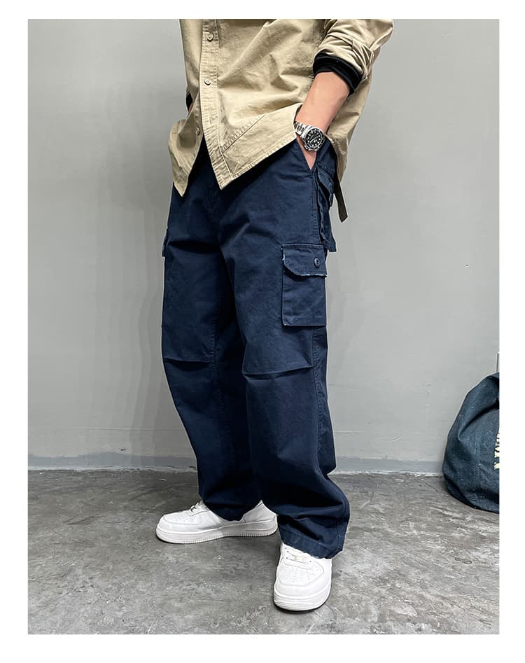 ワークパンツ 大容量ポケット付きワイドシルエットパンツ