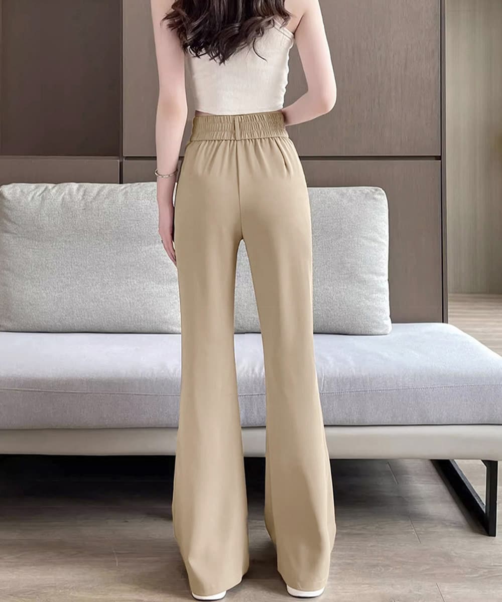 ワークパンツ ハイウエスト美脚フレアスラックス