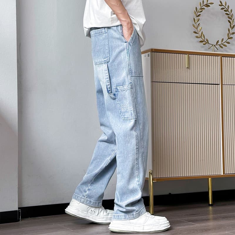 ワークパンツ ゆったりカーゴワークデニム
