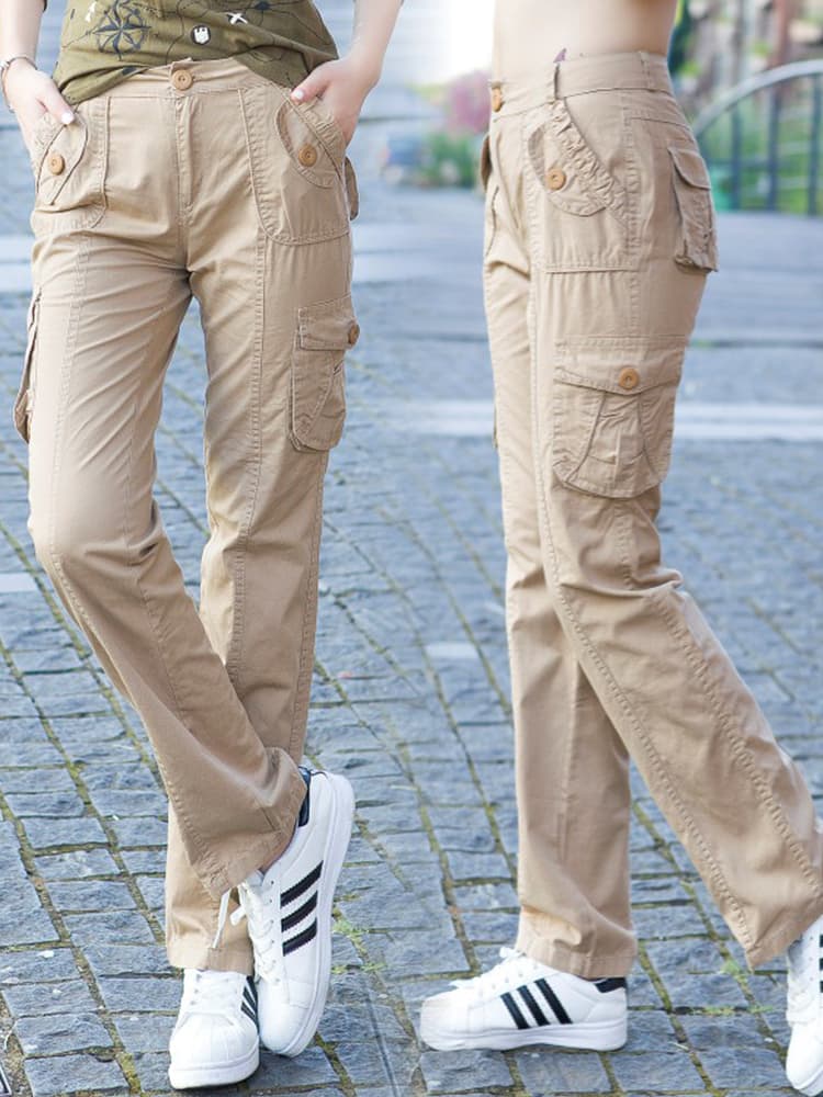ワークパンツ ワークパンツ 多機能ポケット付き ストレートパンツ
