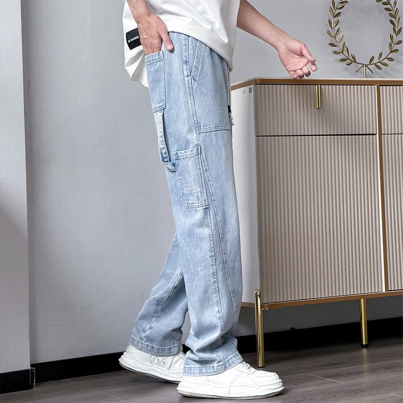 ワークパンツ ゆったりカーゴワークデニム