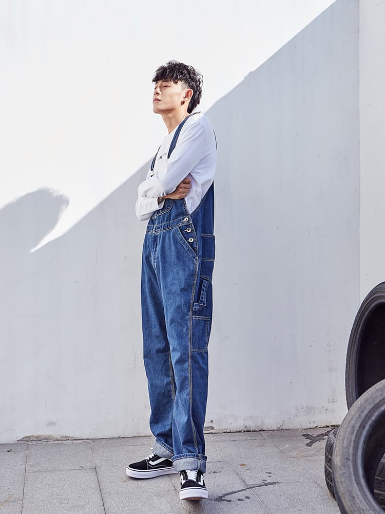 ワークパンツ ゆったりデニムサロペット