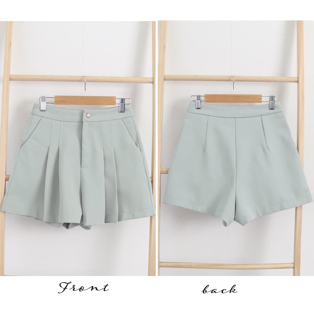 ワークパンツ 美脚効果プリーツキュロットスラックス 夏用