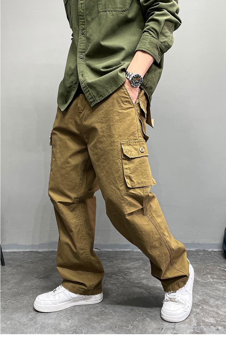 ワークパンツ 大容量ポケット付きワイドシルエットパンツ