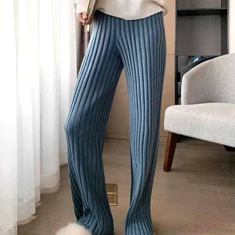 ワークパンツ リブニット セミフレア チノパン レディース