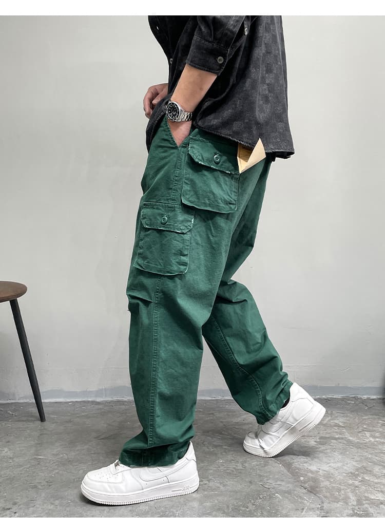 ワークパンツ 大容量ポケット付きワイドシルエットパンツ