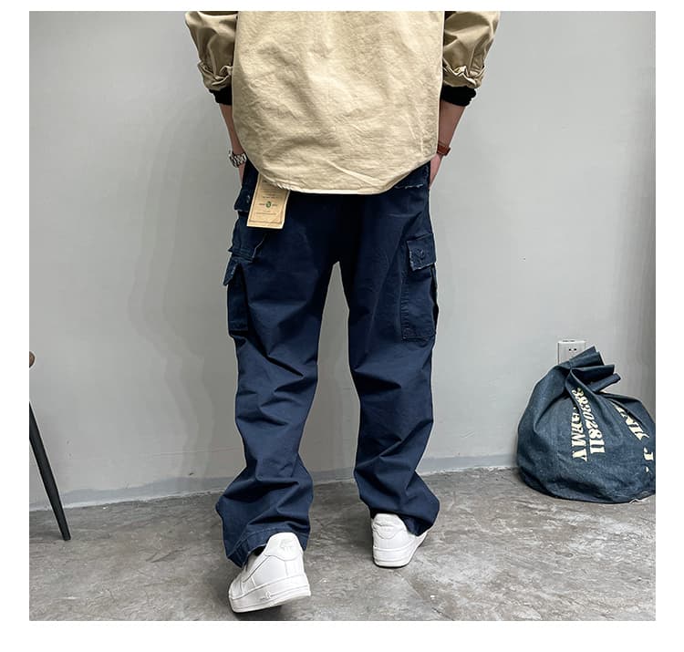 ワークパンツ 大容量ポケット付きワイドシルエットパンツ