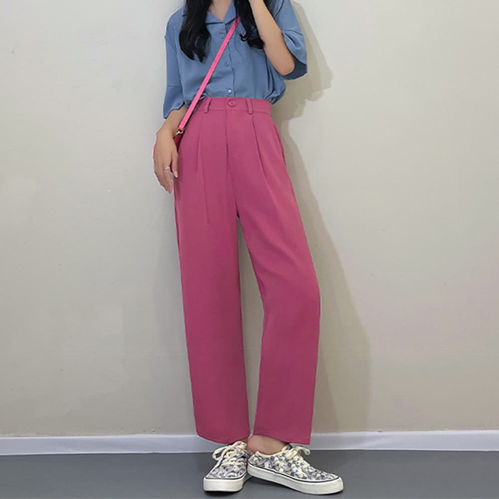ワークパンツ 美脚ハイウエスト 9分丈スラックス
