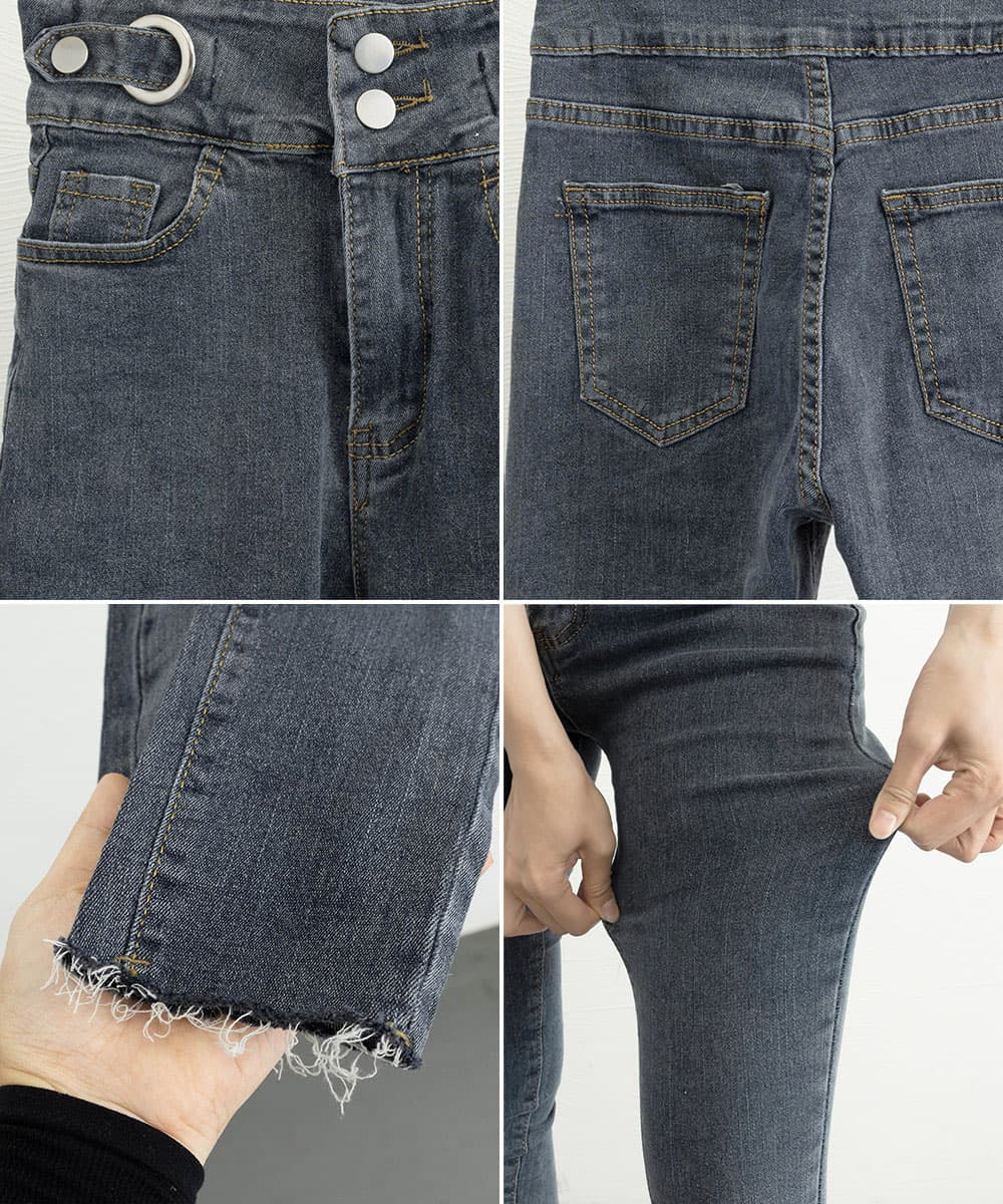 ワークパンツ 美脚ハイウエストデニム スリムシルエット