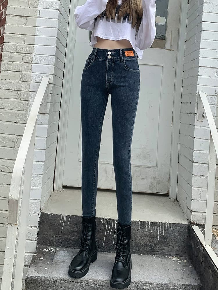 ワークパンツ すっきりシルエット ハイウエストデニム
