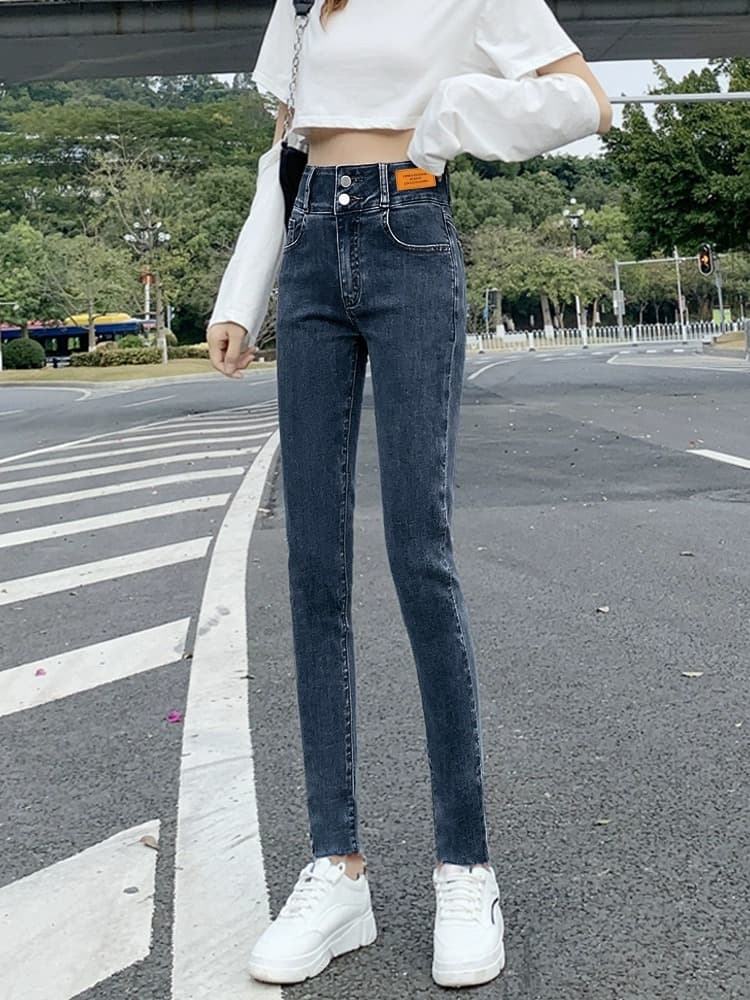 ワークパンツ すっきりシルエット ハイウエストデニム