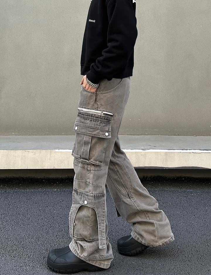 マルチポケット付きワイドワークパンツ