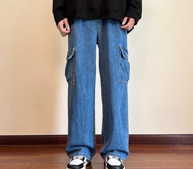 ゆったりカーゴデニムワークパンツ