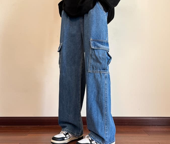 ゆったりカーゴデニムワークパンツ
