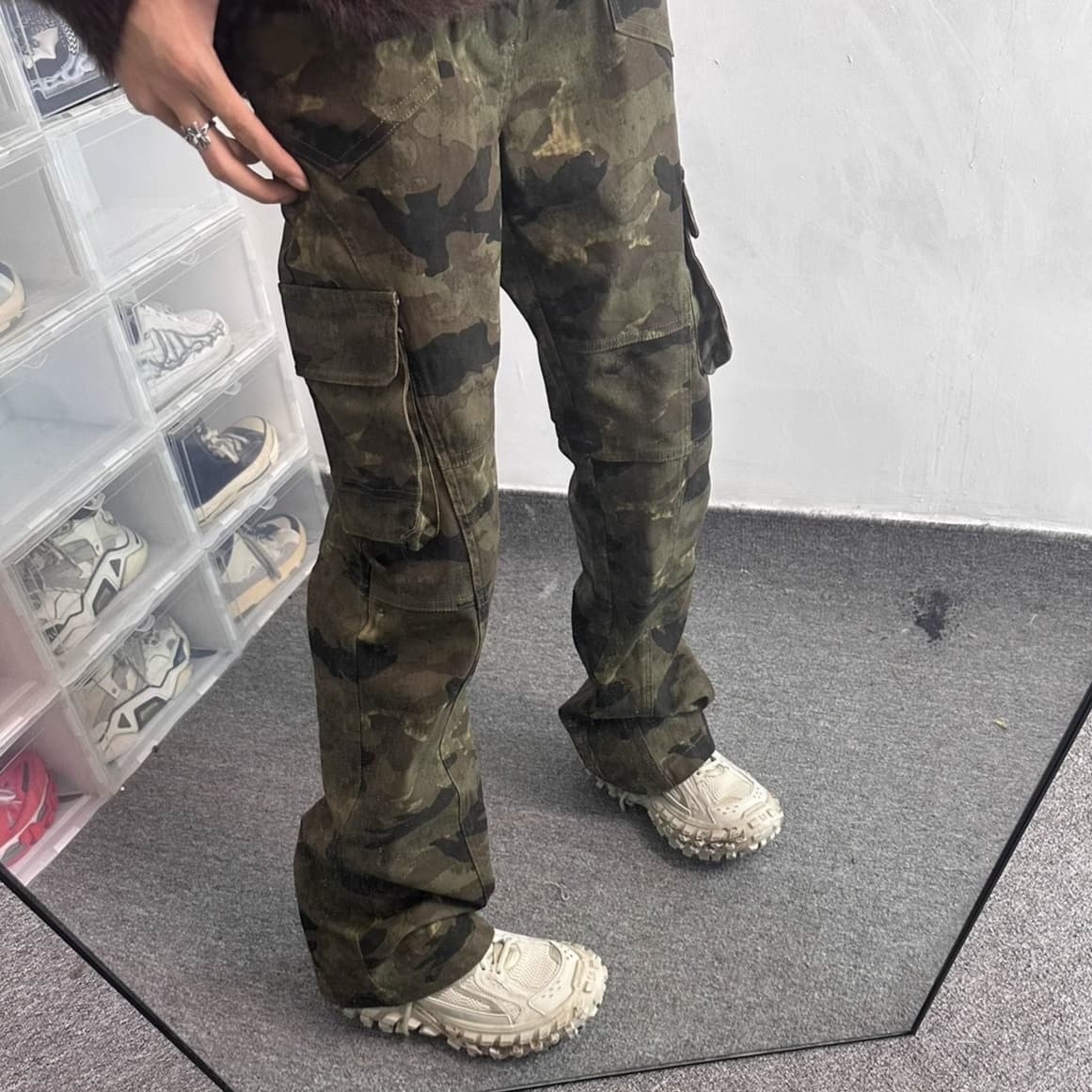 ワークパンツ レトロカーゴフレアパンツ