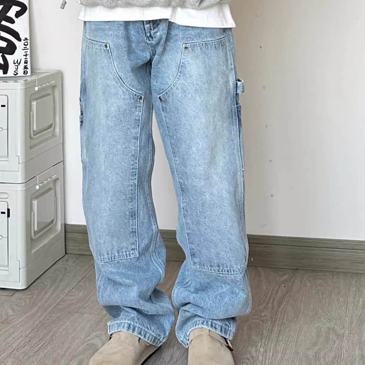 ワークパンツ ゆとりシルエット作業着デニム