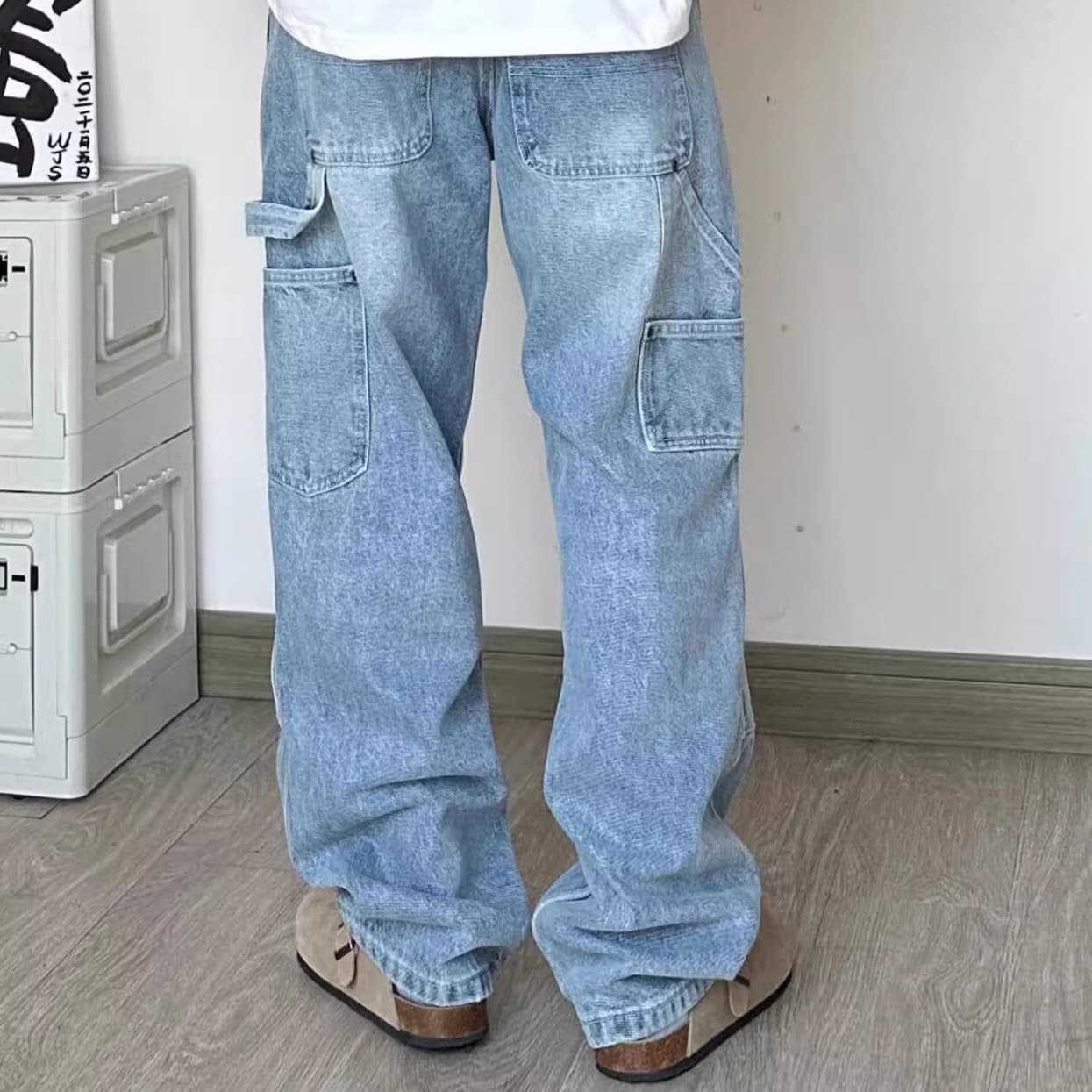 ワークパンツ ゆとりシルエット作業着デニム