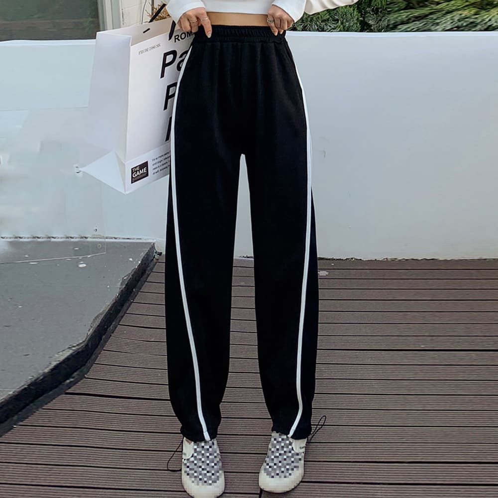 ワークパンツ サイドライン美脚チノパン レディース裾絞り