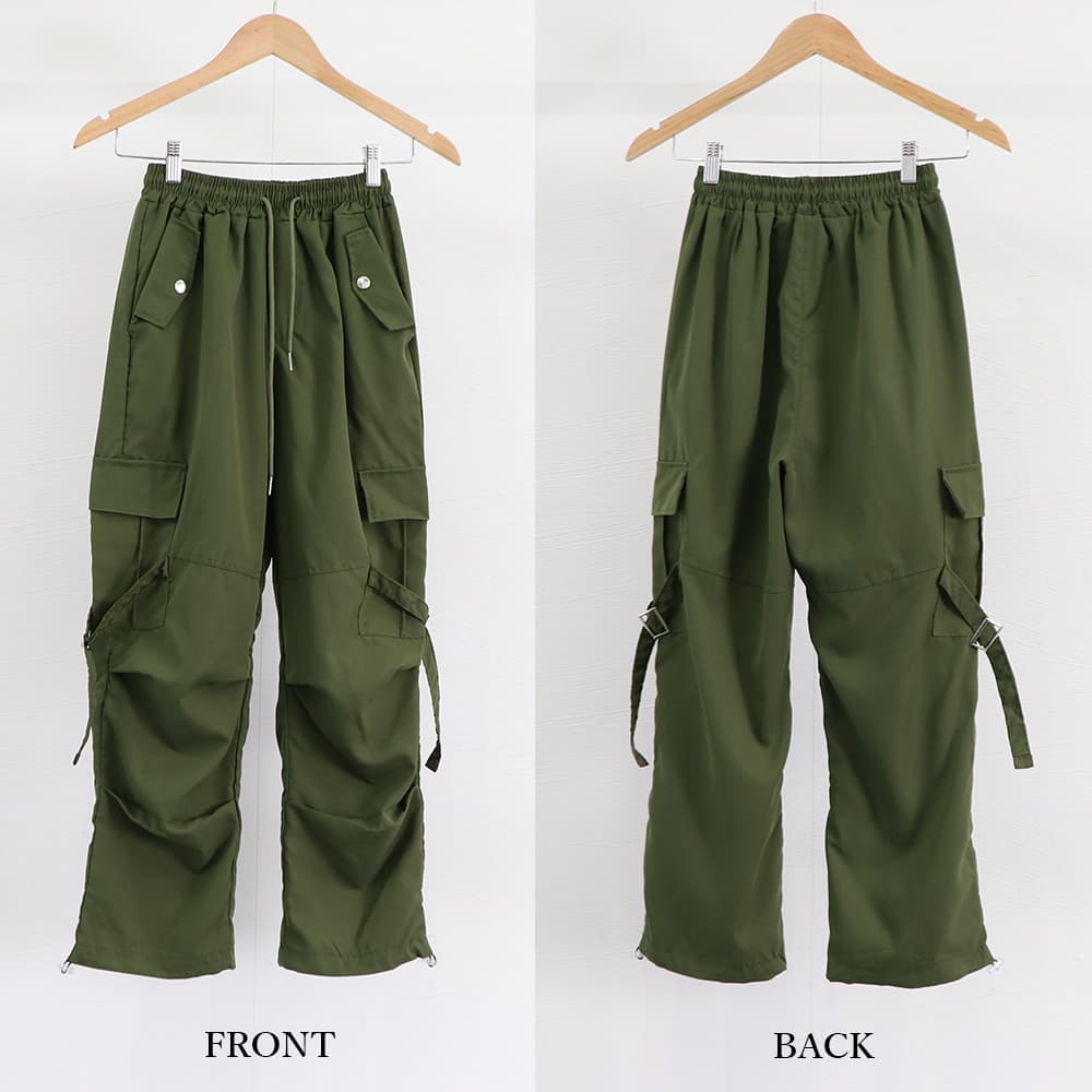 ワークパンツ レディース ハイウエスト カーゴパンツ ワイドシルエット