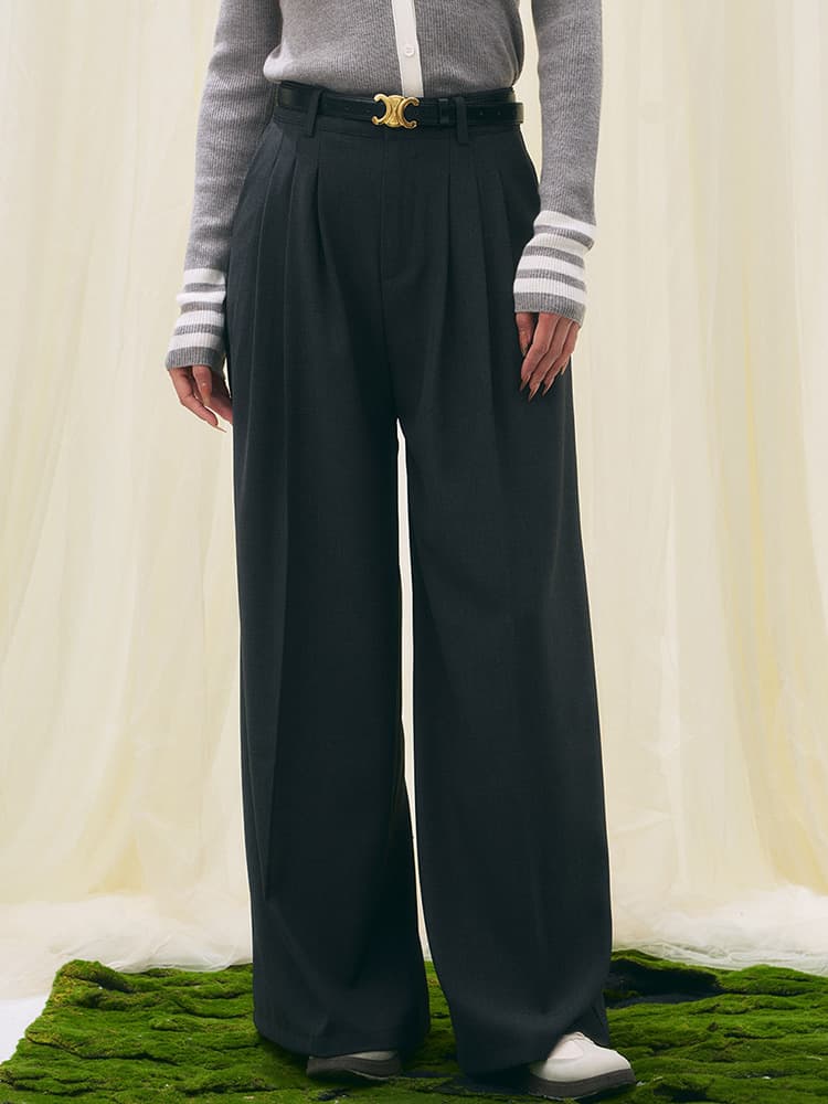 ワークパンツ ゆったりワイドスラックスパンツ