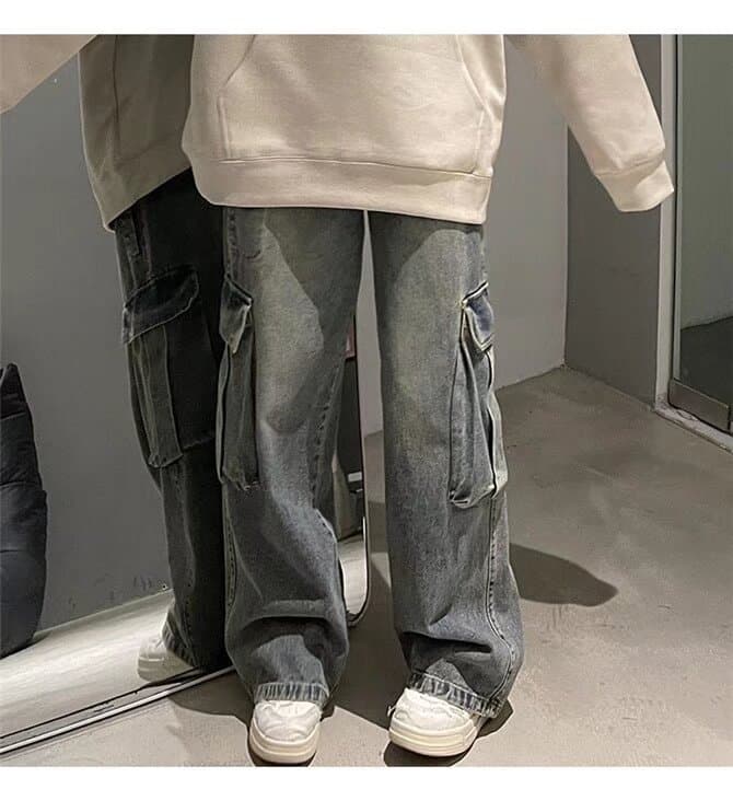 ワークパンツ ストレートシルエット ワイドデニム