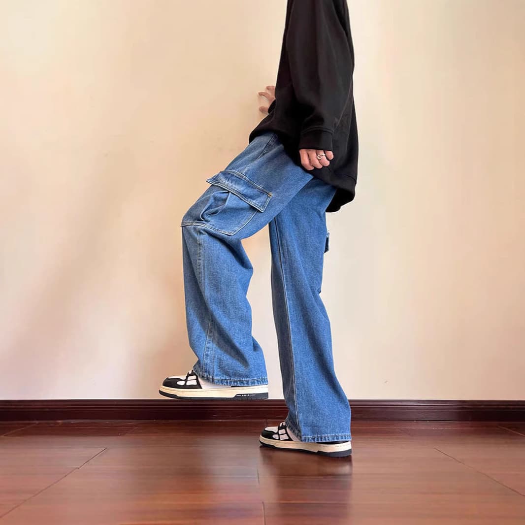 ゆったりカーゴデニムワークパンツ