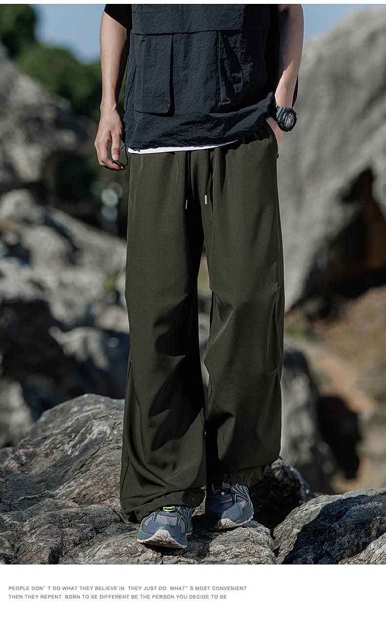 ワークパンツ ワークパンツ ゆったりシルエット ドローコード作業ズボン