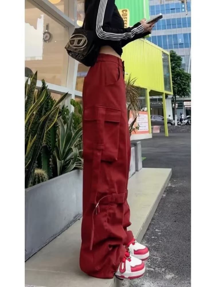 ワークパンツ ストリート系ワイドカーゴパンツ
