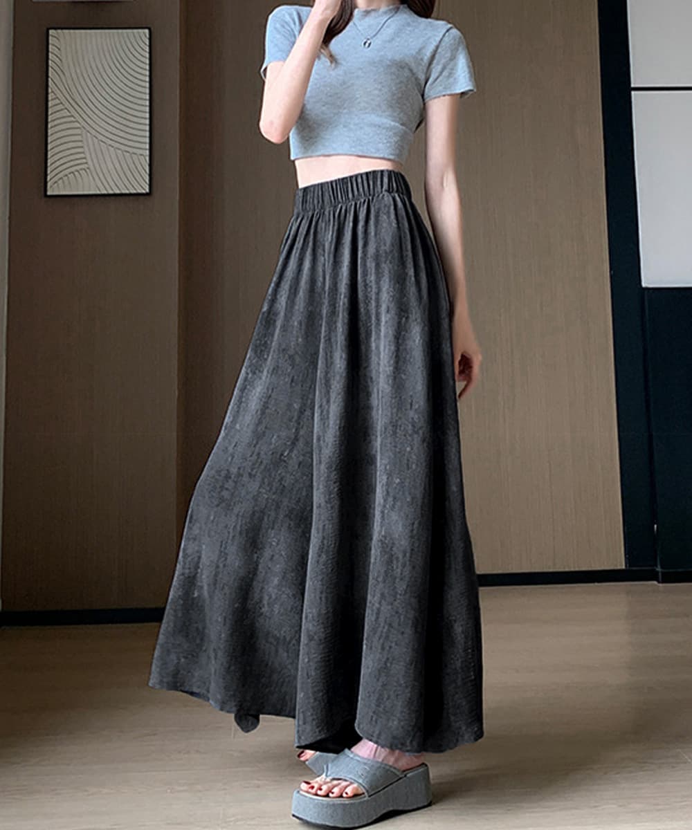 ワークパンツ 楽ちん美シルエット タイダイ柄ワイドスラックス