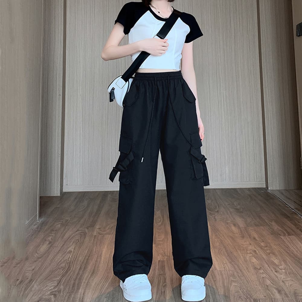 ワークパンツ レディース ゆったりカーゴパンツ ワイドシルエット