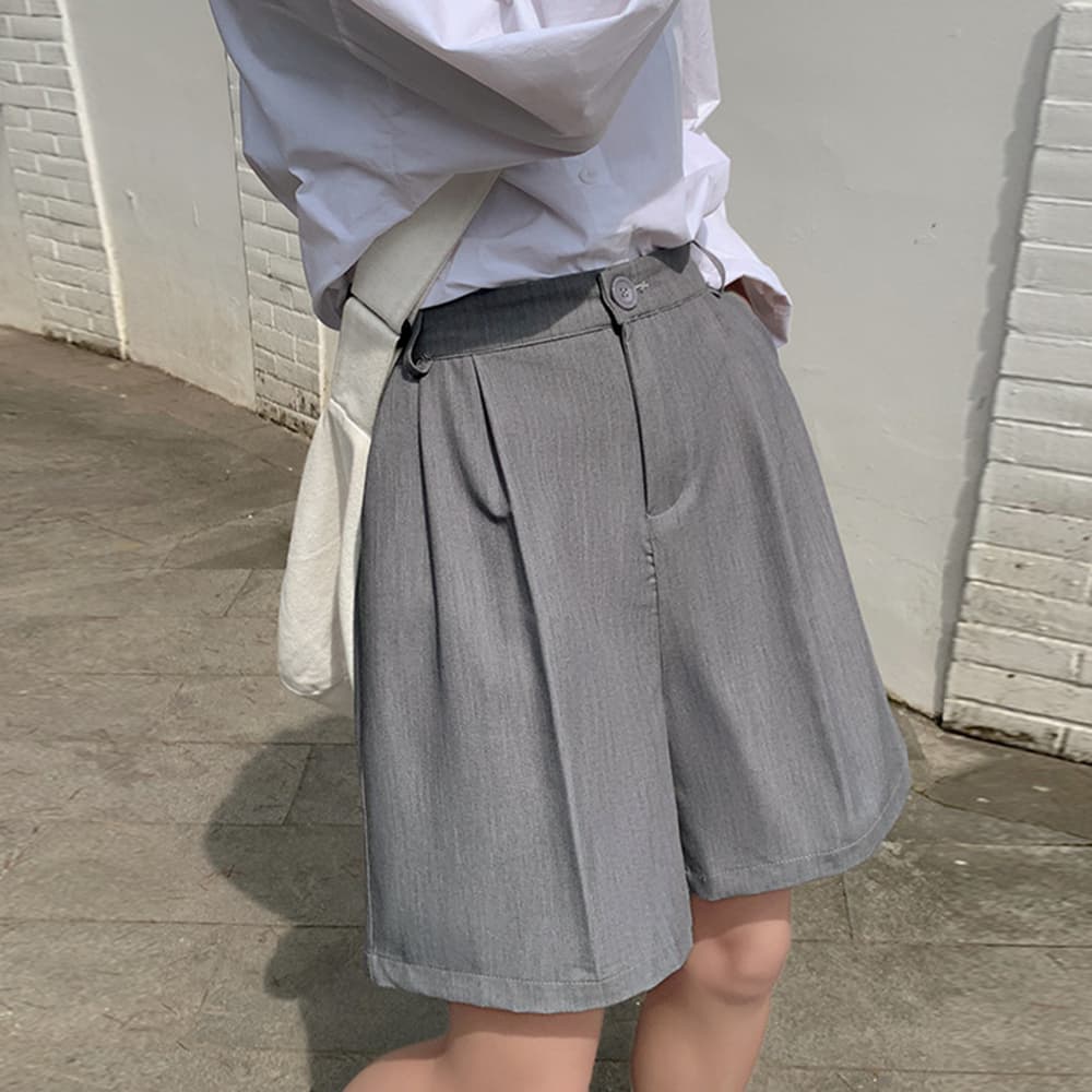 ワークパンツ レディース タック入り スラックス ハーフパンツ 夏