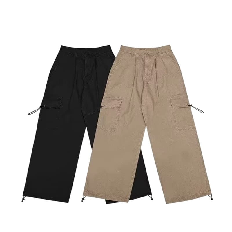 ワークパンツ ワークパンツ ゆったりシルエット実用ポケットパンツ