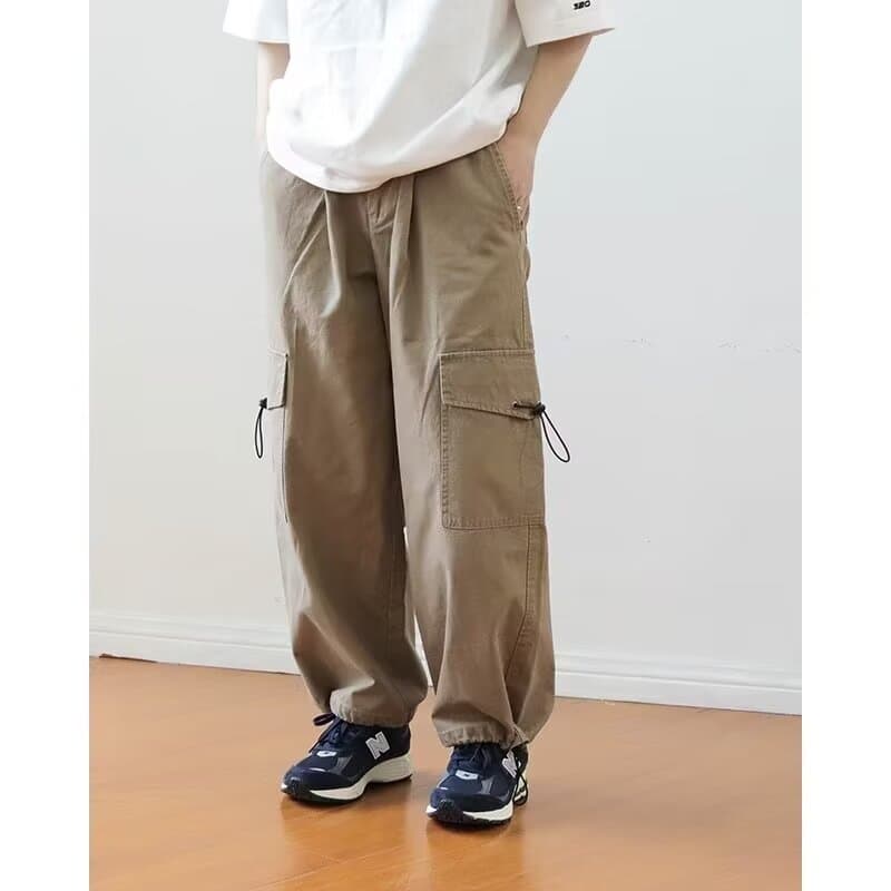 ワークパンツ ワークパンツ ゆったりシルエット実用ポケットパンツ