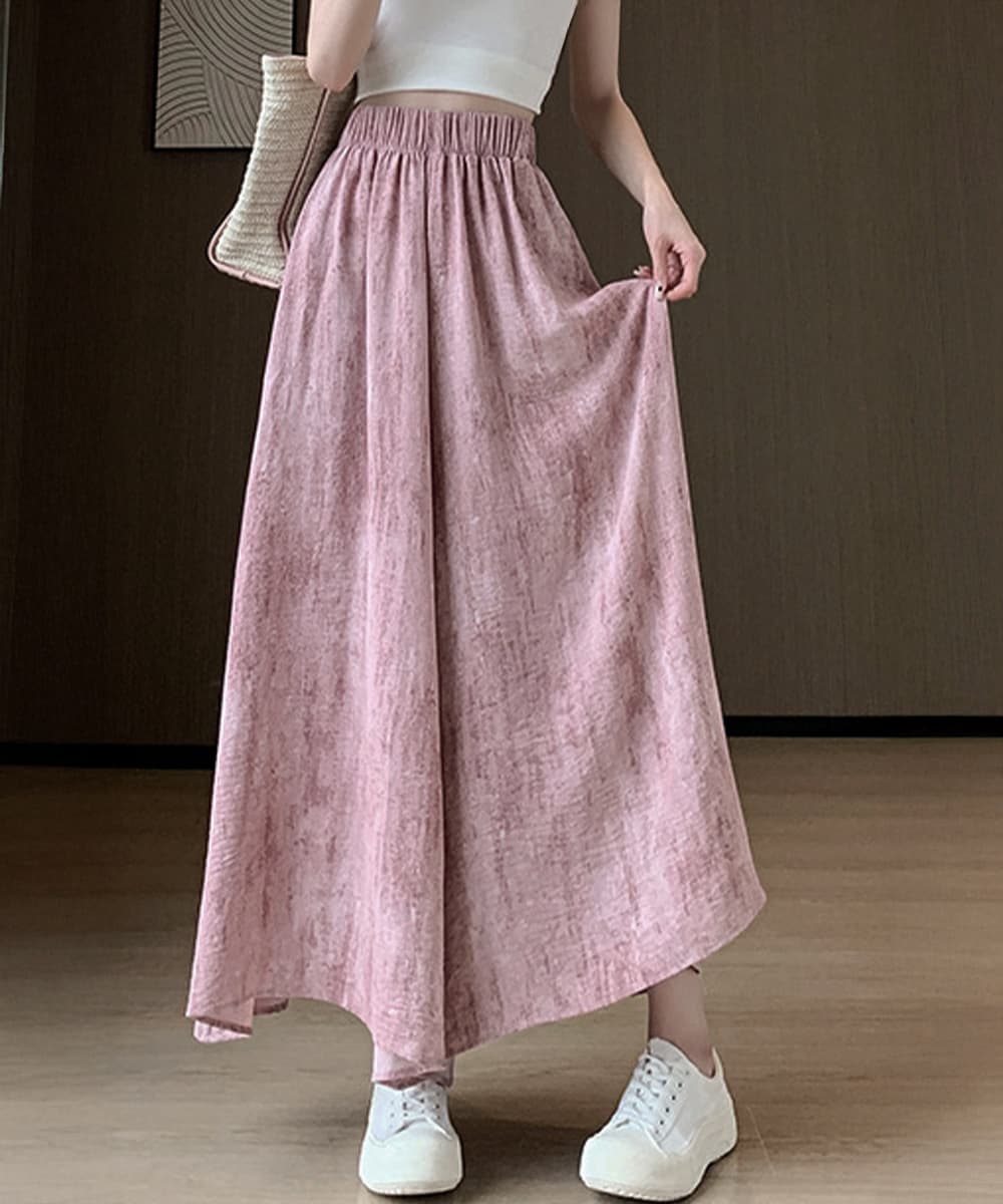 ワークパンツ 楽ちん美シルエット タイダイ柄ワイドスラックス
