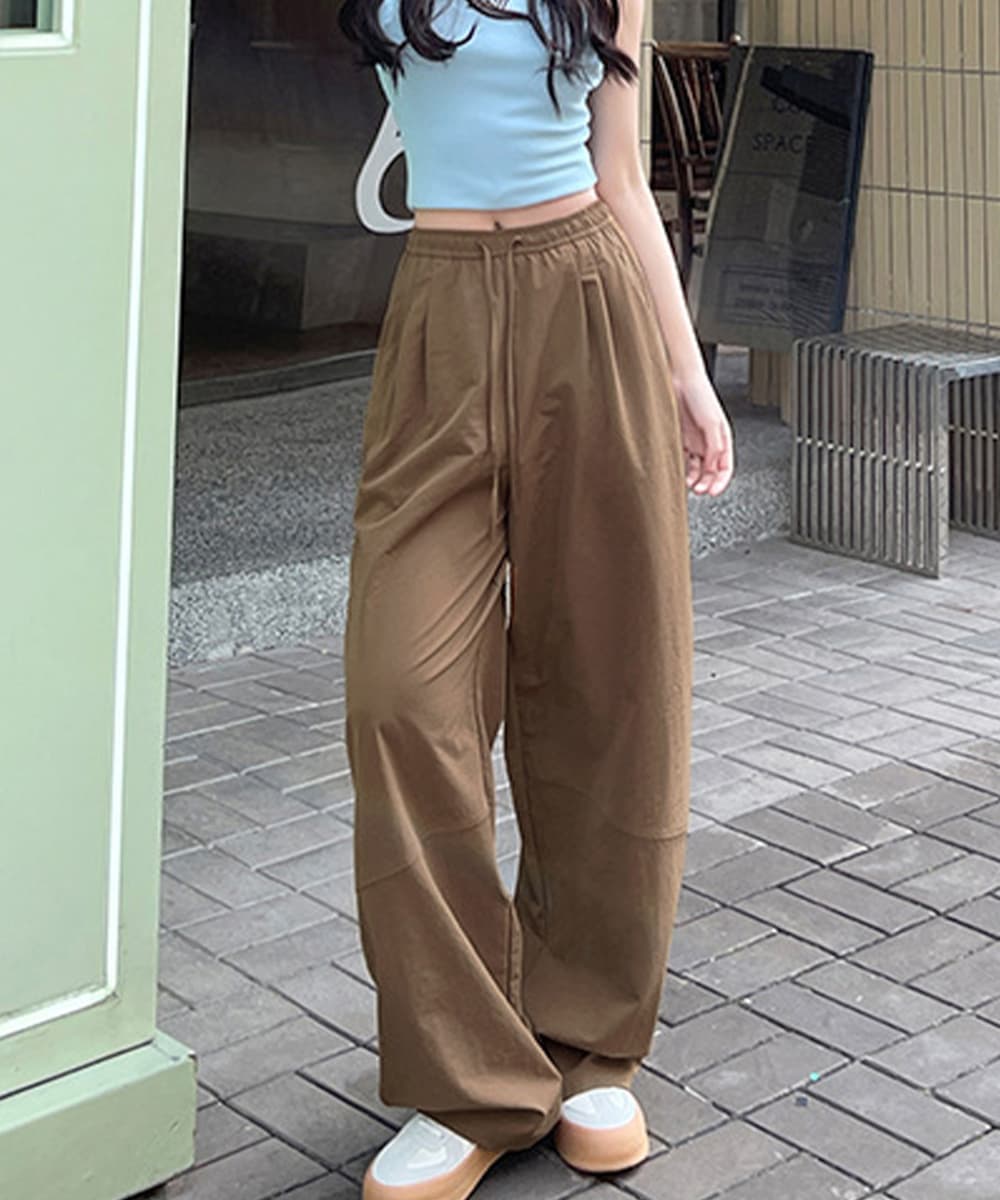 ワークパンツ ハイウエストワイドチノパン 脚長美シルエット