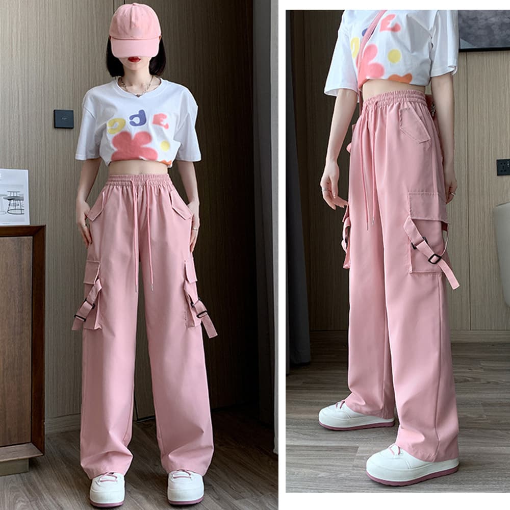 ワークパンツ レディース ゆったりカーゴパンツ ワイドシルエット