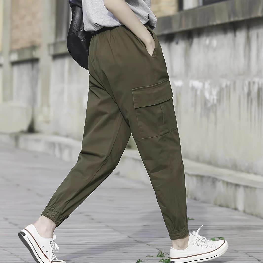 ワークパンツ ワークパンツ ゆったり裾絞りポケット機能パンツ